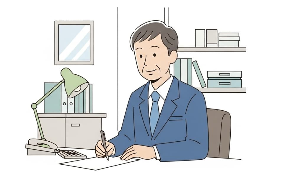 代表挨拶を書く社長