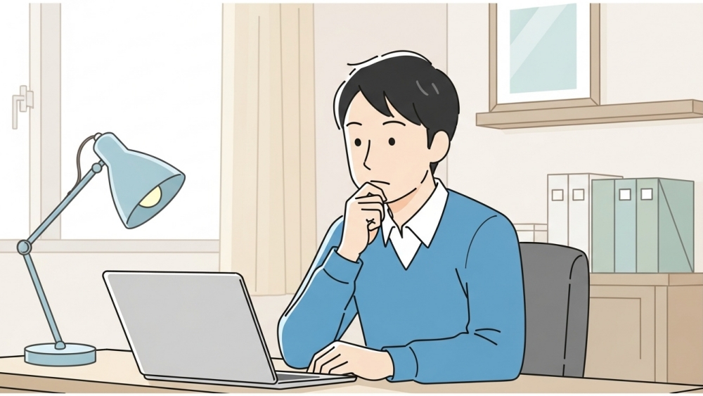 メールアドレスの必要性について考える男性