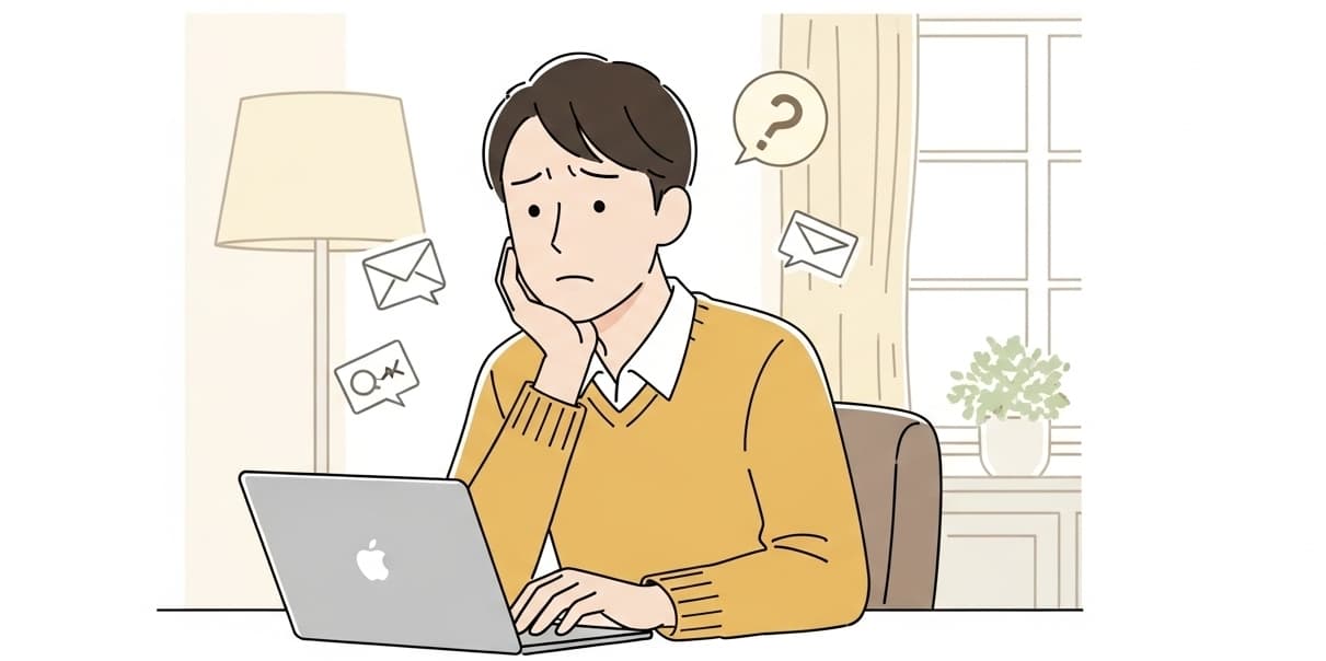 仕事用メールで悩む男性