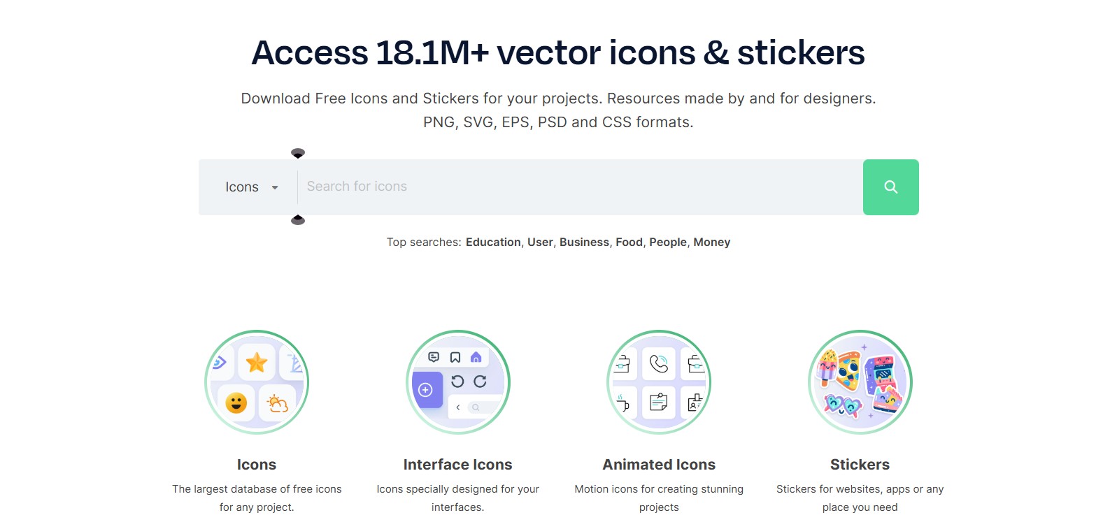 Flaticonのトップページ